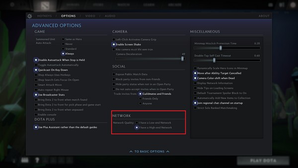 cách giảm lag Dota 2-setting network Dota 2