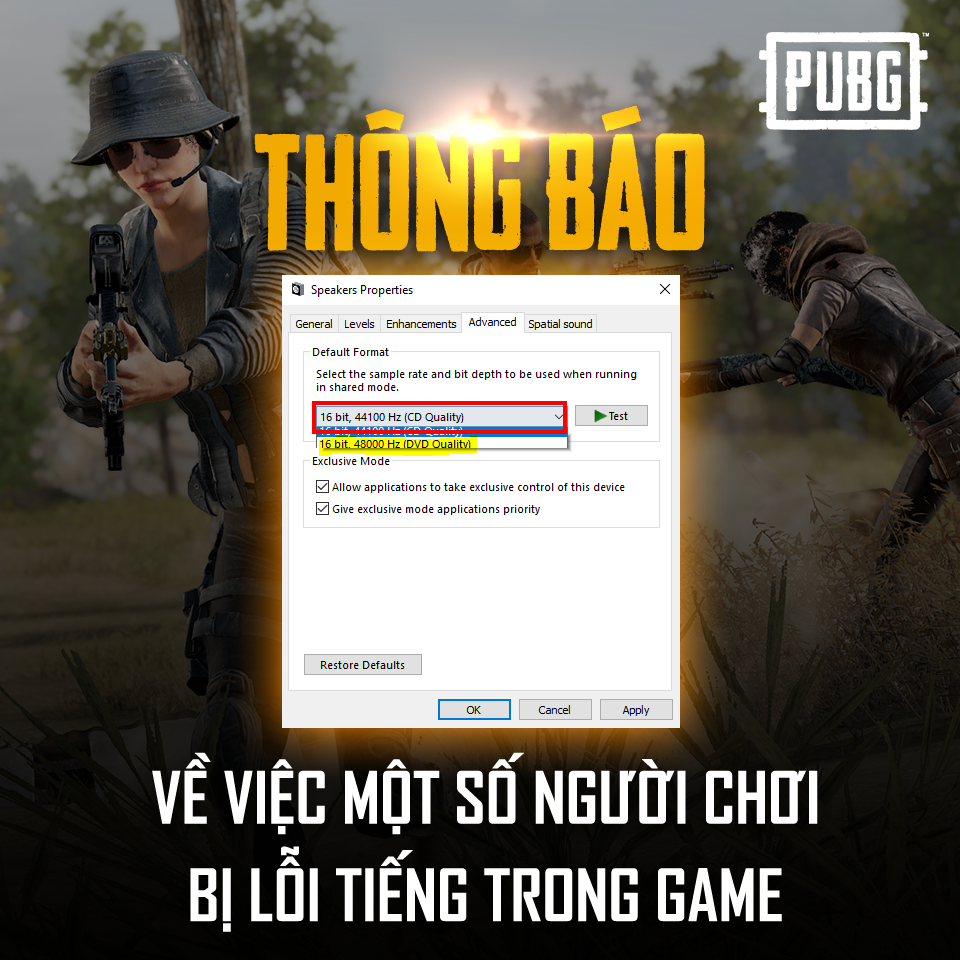 Sửa lỗi âm thanh PUBG PC