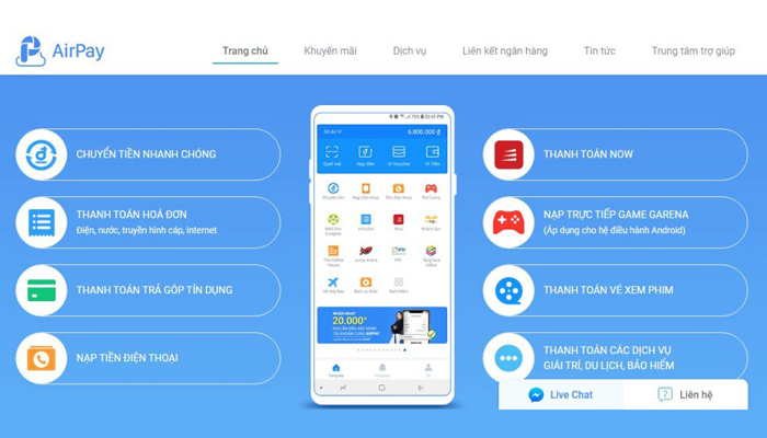 Airpay là ví điện tử thông minh tích hợp vô vàn tiện ích cho người dùng