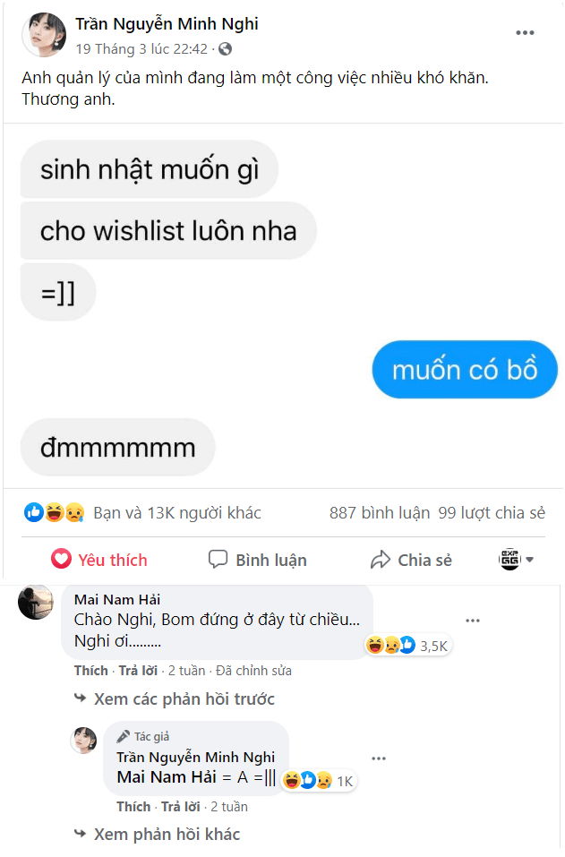 Bomman tha thính Minh Nghi