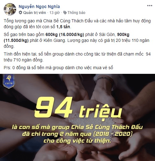 CSCTĐ quyên góp 1,5 tấn gạo