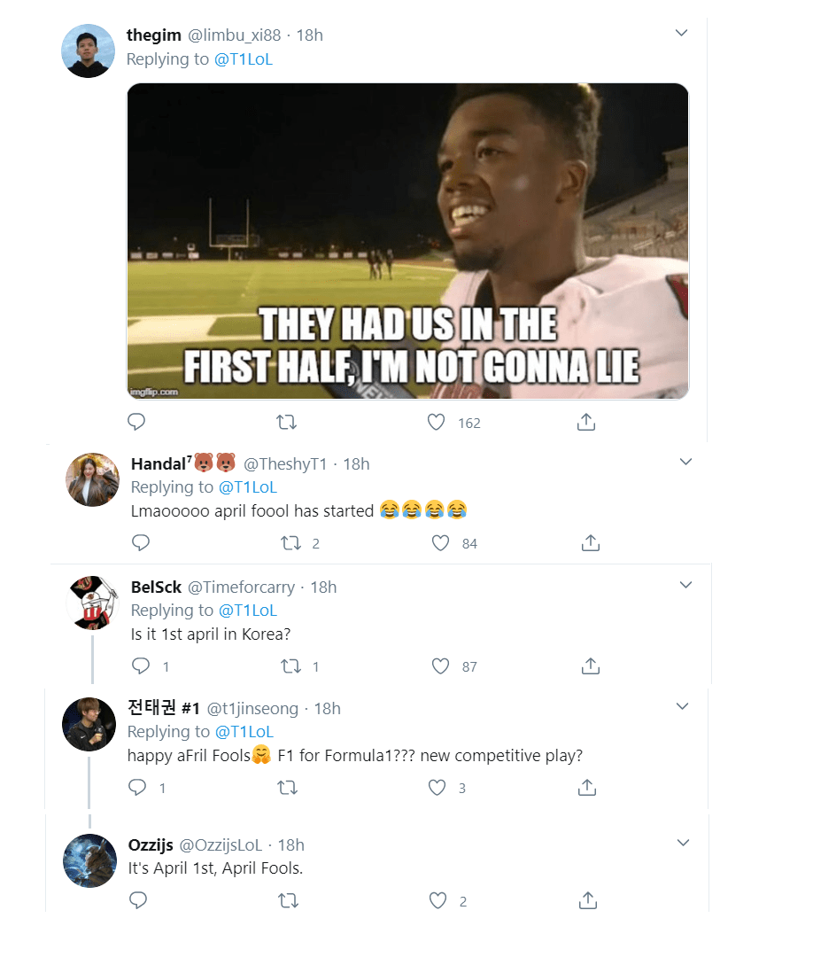 F1 April fool, cmt tweet