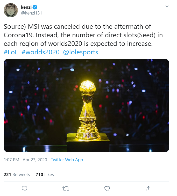 MSI 2020 canceled