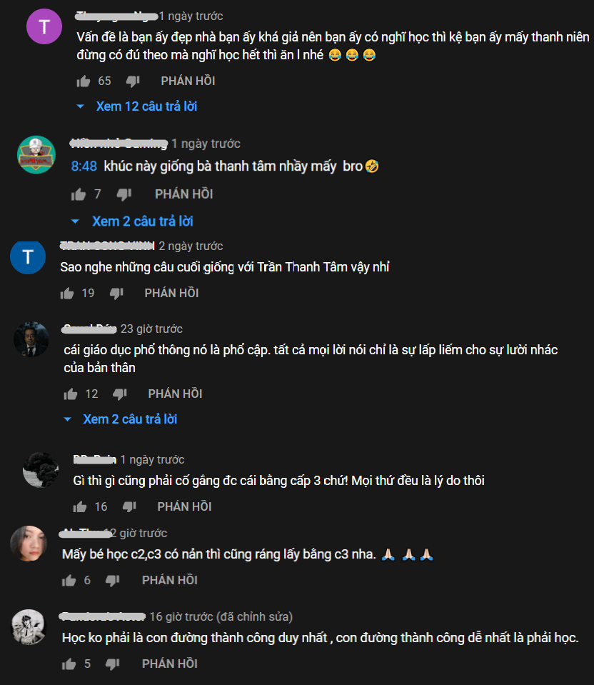 comment youtube Trang Phạm