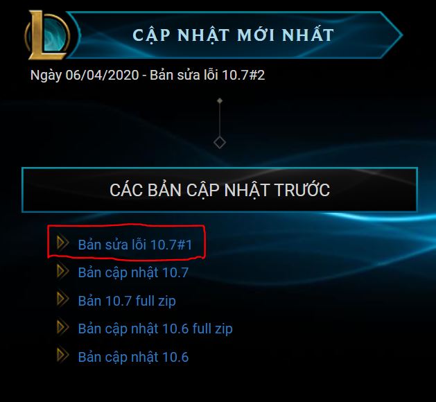 lỗi cập nhật lmht 2020 chính xác