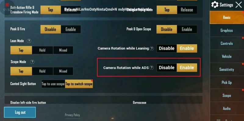 PUBG Mobile, tính năng cài đặt mới, Update 0.19.0, hiệu ứng
