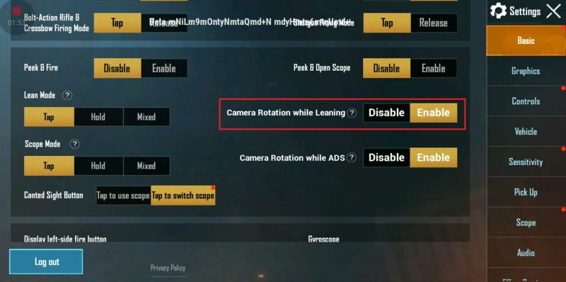 PUBG Mobile, tính năng cài đặt mới, Update 0.19.0, hiệu ứng