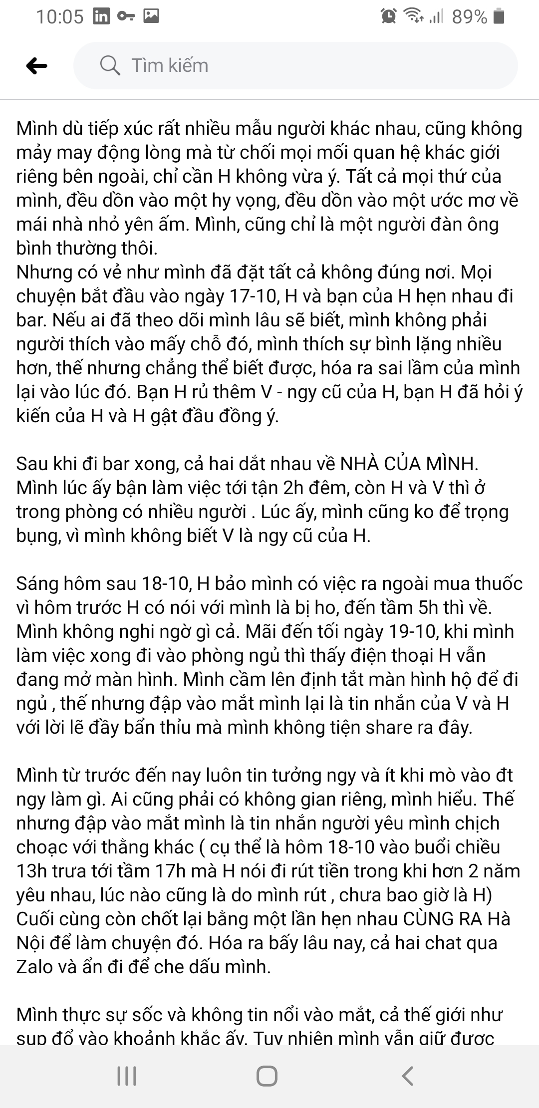 Trạng thái mới nhất trên trang cá nhân của Hà Tiều Phu