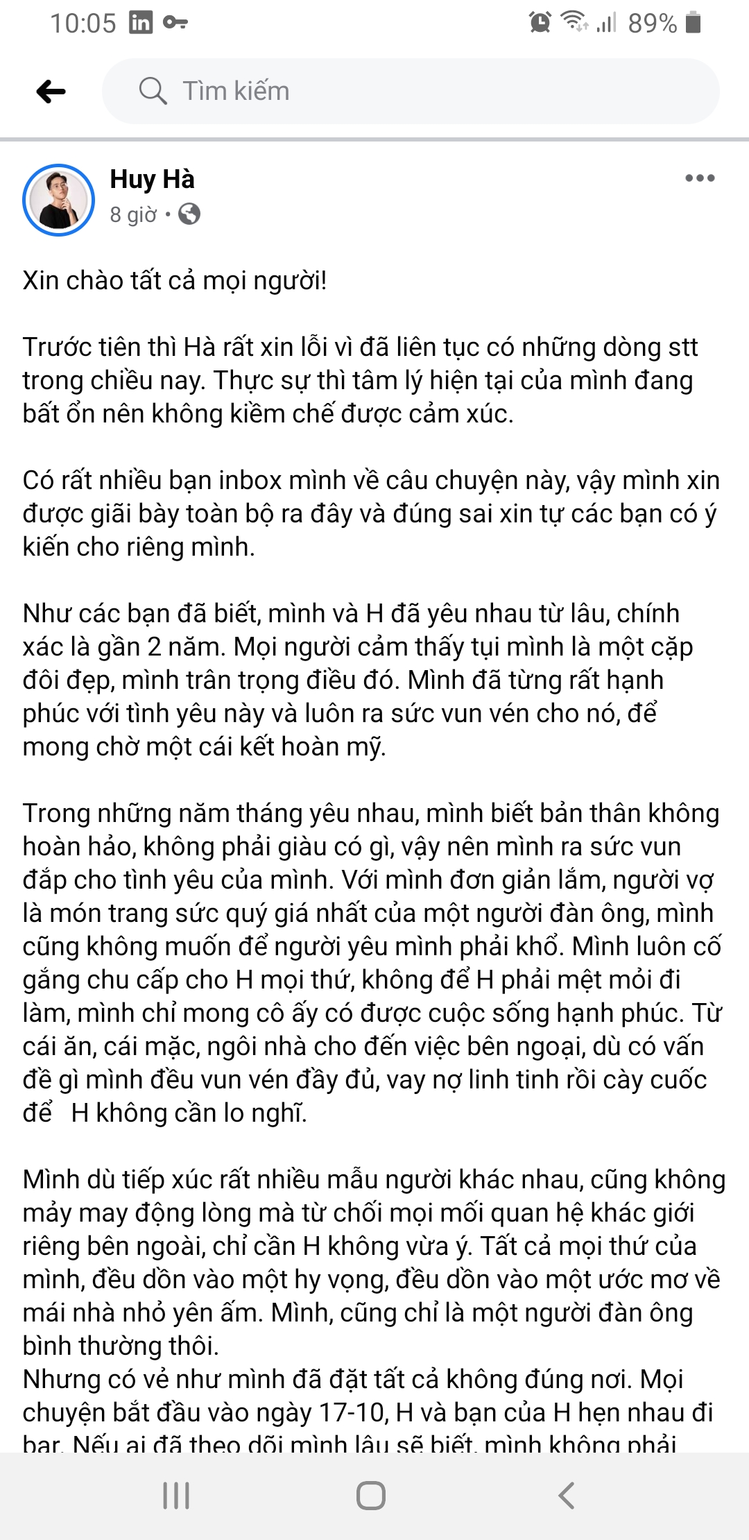 Dòng trạng thái mới nhất của Hà Tiều Phu