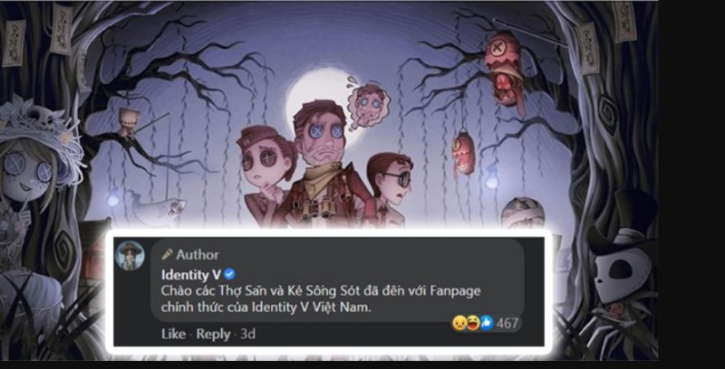 fanpage Identity V bay tích xanh