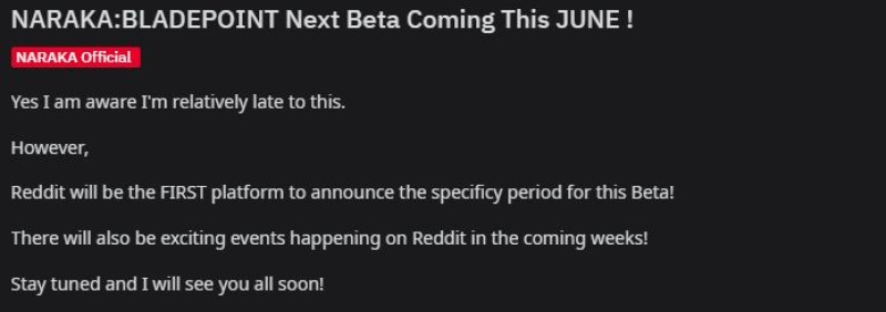 naraka bladepoint thông báo qua reddit