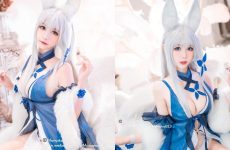 Bộ ảnh cosplay nhân vật Shinano trong Azur Lane với trang phục dạ hội khoe vòng 1 hờ hững