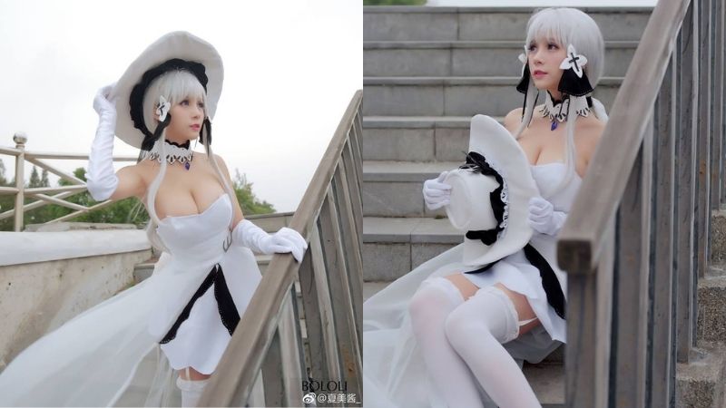 Loạt ảnh cosplay về cô nàng tóc bạch kim HMS Illustrious gợi cảm trong game Azur Lane