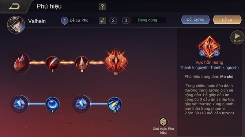 Lựa chọn phù hiệu Valhein