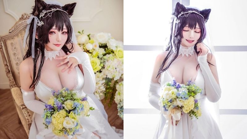 Chảy máu mũi với loạt ảnh cosplay nàng Atago vòng 1 siêu khủng trong Azur Lane