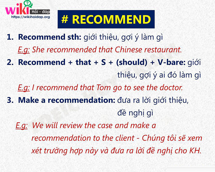 recommend là gì
