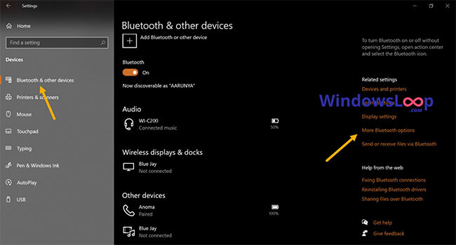 mở bluetooth win 10