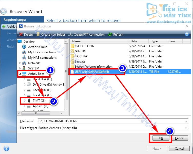 Hướng Dẫn Bung Ghost File TIB Chuẩn UEFI-GPT Chi Tiết