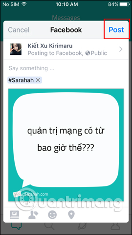 Cách sử dụng Sarahah gửi tin nhắn nặc danh trên Facebook