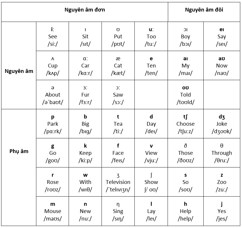 Nguyên âm và Phụ âm trong tiếng Anh | 4Life English Center