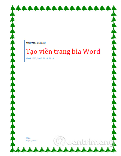 Cách tạo khung viền trang bìa trong Word