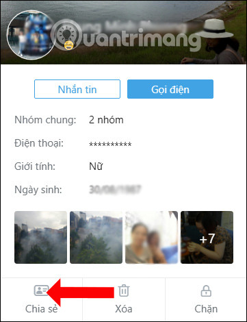 Cách chia sẻ danh bạ trên Zalo