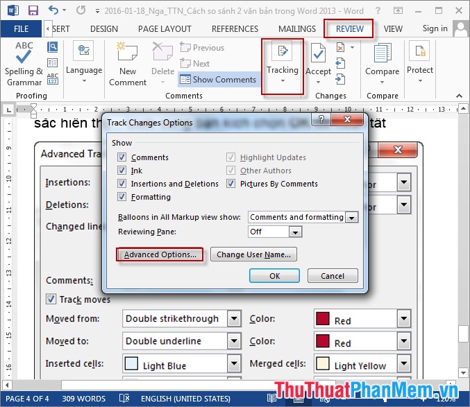 Cách so sánh 2 văn bản trong Word