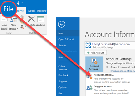 Remove or delete an email account from Outlook