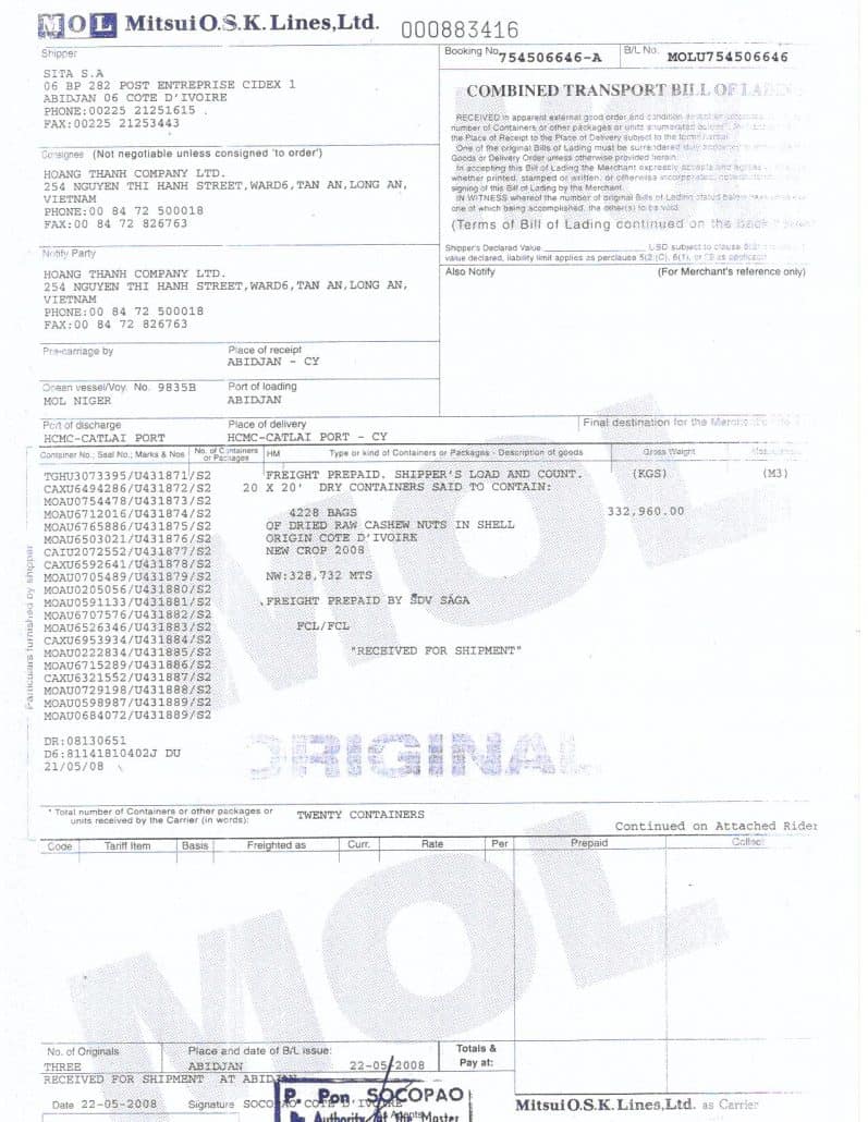 bill of lading là gì