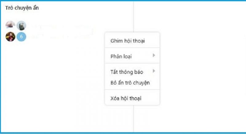 ẩn cuộc trò chuyện zalo