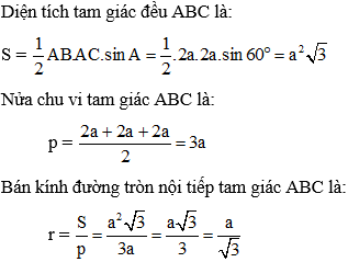 Cách tính bán kính đường tròn nội tiếp tam giác cực hay, chi tiết - Toán lớp 10.