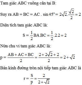 Cách tính bán kính đường tròn nội tiếp tam giác cực hay, chi tiết - Toán lớp 10.