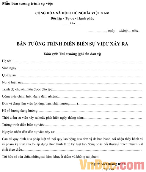 Cách viết bản tường trình sự việc