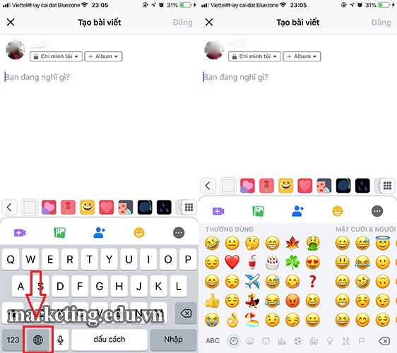 Hướng dẫn cách viết icon Facebook trên điện thoại