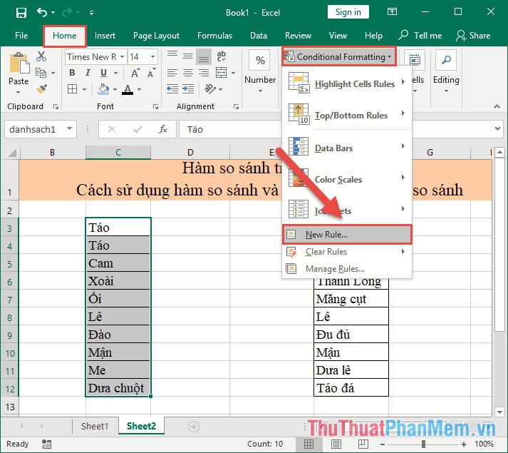 Hàm so sánh trong Excel