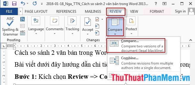 Cách so sánh 2 văn bản trong Word