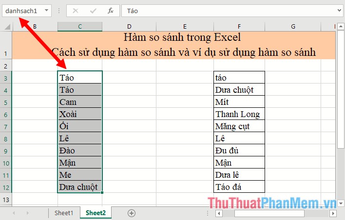 Hàm so sánh trong Excel