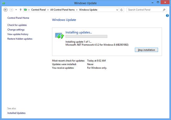 Cách cài Microsoft NET Framework 4.5 full cho Windows 7, 8 bằng Windows Update