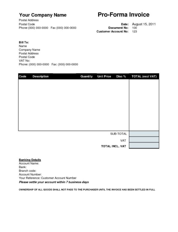 proforma invoice là gì