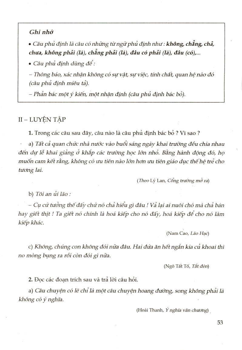 câu phủ định là gì