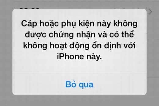 Nguyên nhân khiến iPhone báo phụ kiện không được hỗ trợ