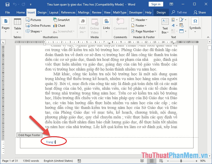 Cách đánh số trang trong Word theo kiểu chẵn lẻ đối xứng giống sách in