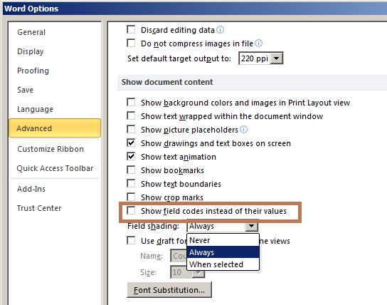 Tạo liên kết dữ liệu tự động giữa Word & Excel 2010