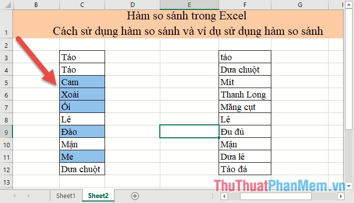 Hàm so sánh trong Excel