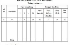 bảng chấm công word