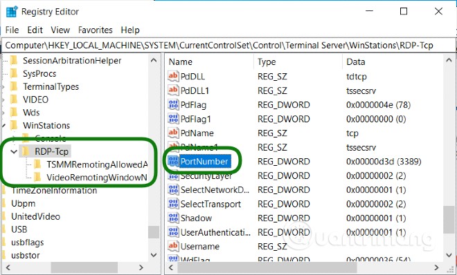 đổi port remote desktop