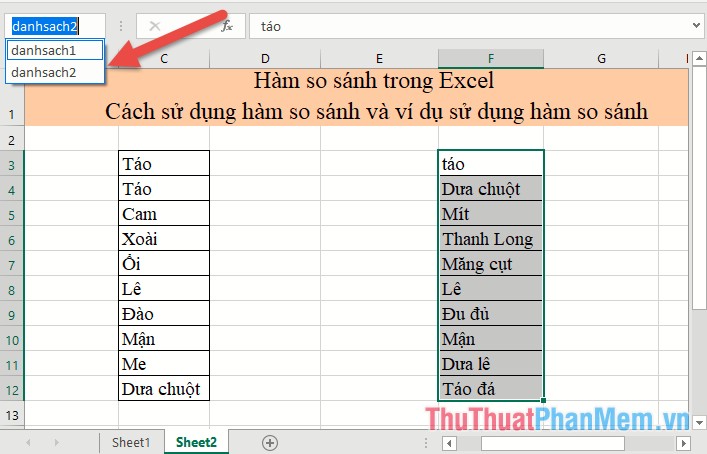 Hàm so sánh trong Excel