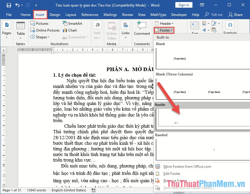 Cách đánh số trang trong Word theo kiểu chẵn lẻ đối xứng giống sách in