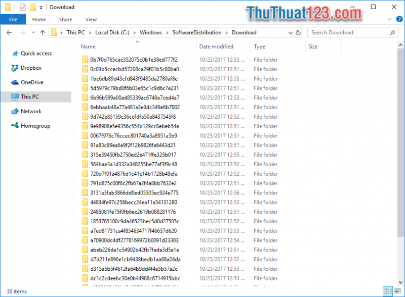 thư mục chứa file update windows