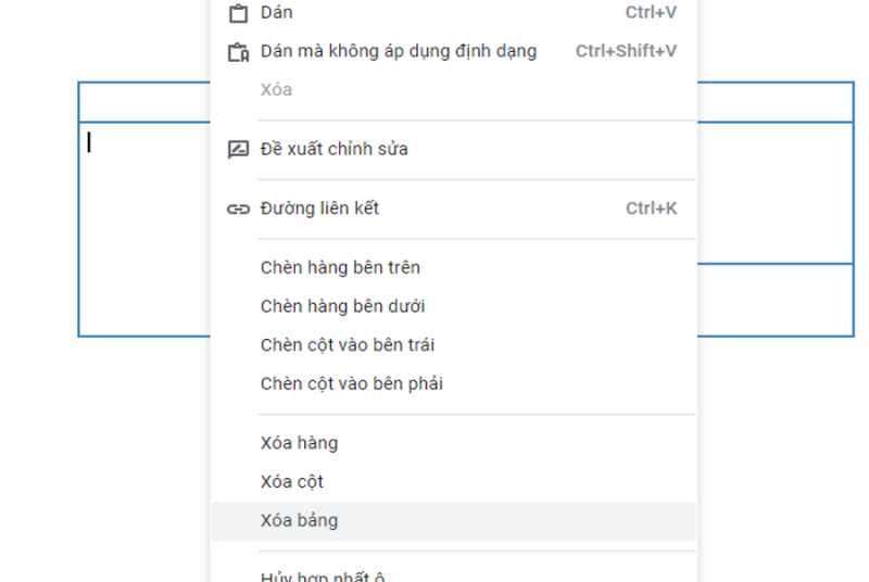C ch t o b ng trong google docs ch v i 2 l n nh p chu t